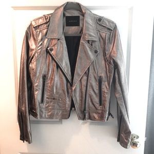 Blank NYC metallic faux leather Moto jacket